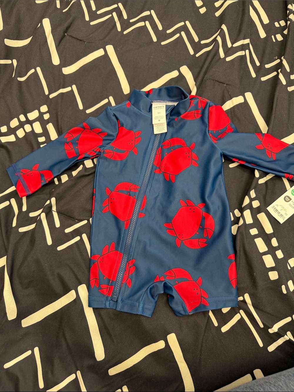 Carter’s 3 month Crab-Print Rash Guard- Navy and Red